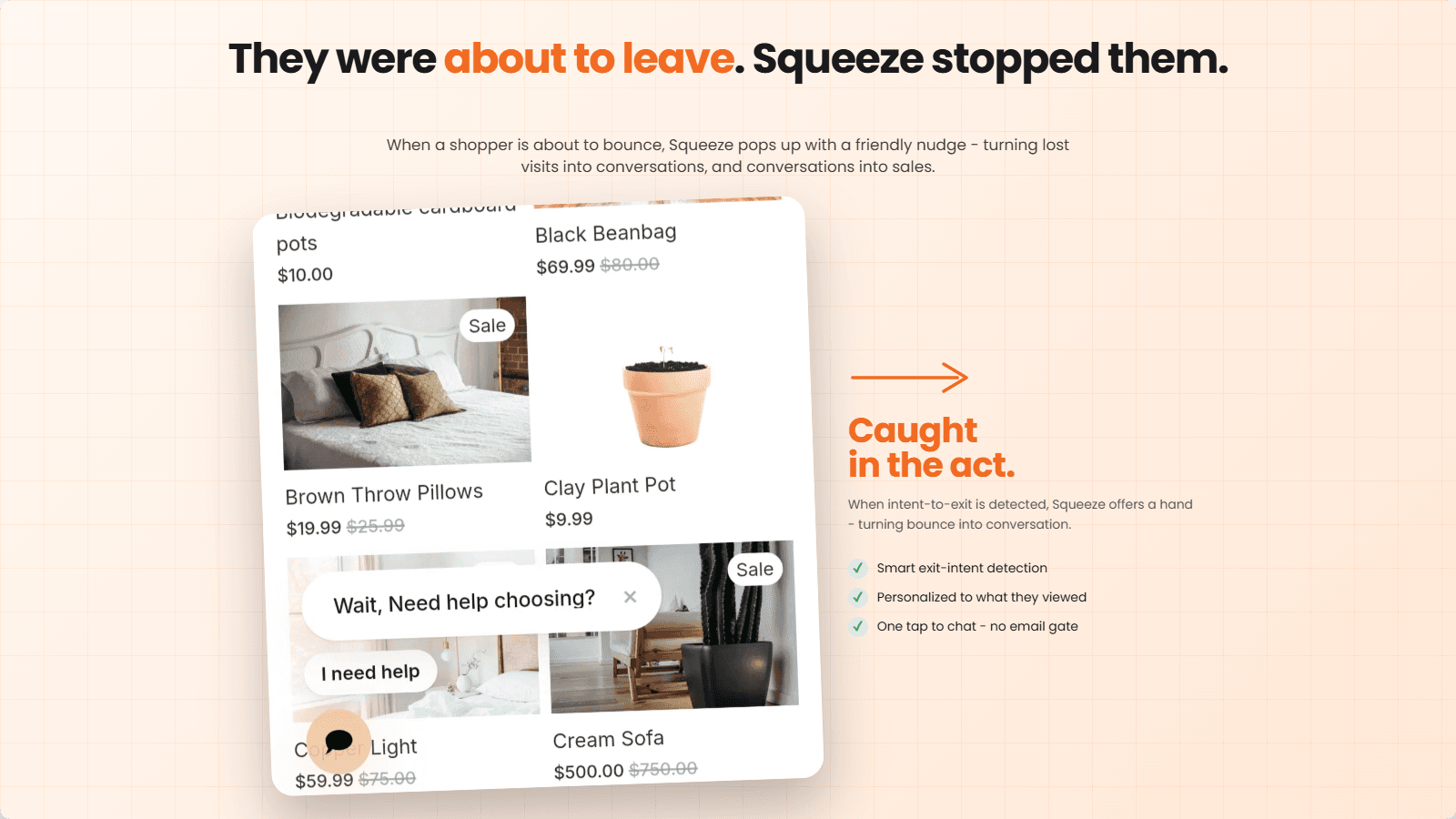 Chat Squeeze exit intent automation